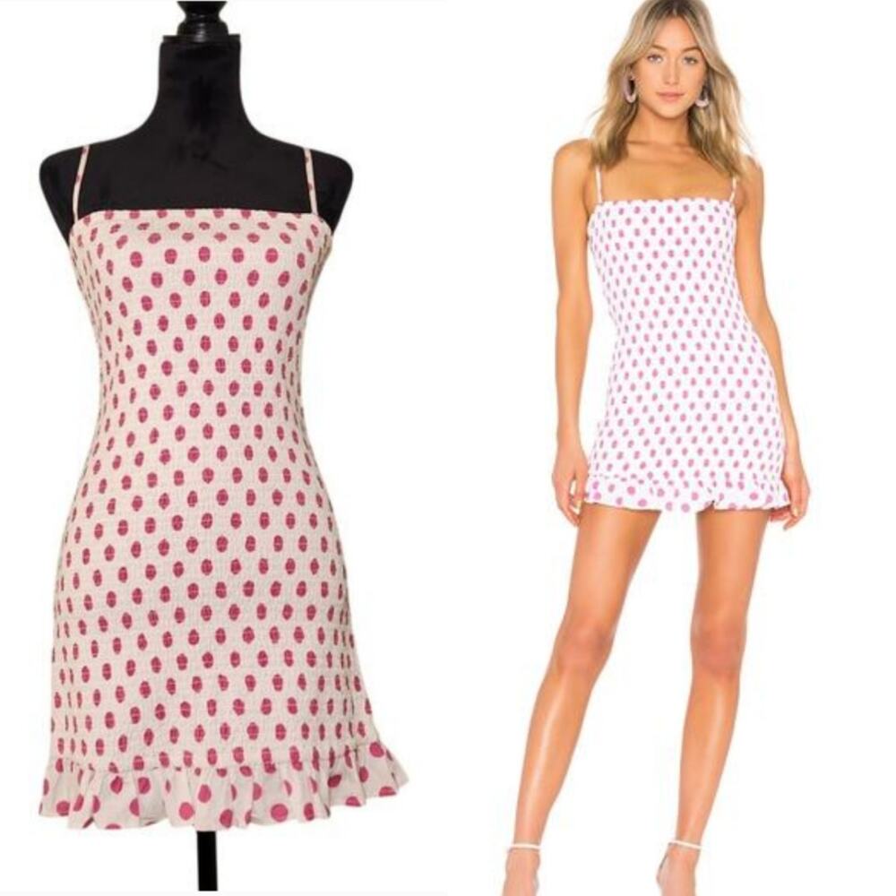 LOVERS+FRIENDS Polka Dot Smocked Dress, Size Medium